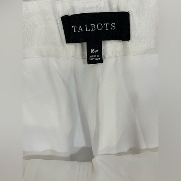 Talbots Classic White Linen Lined Coastal Beach Party Straight Leg Pants 16 - Picture 5 of 11
